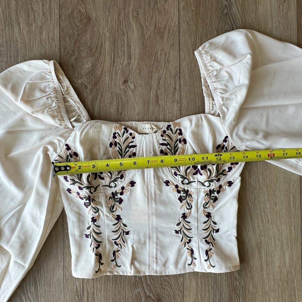 PROMESA Women's Champagne Stunning Embroidered Top Size S In Cream - Picture 7 of 11